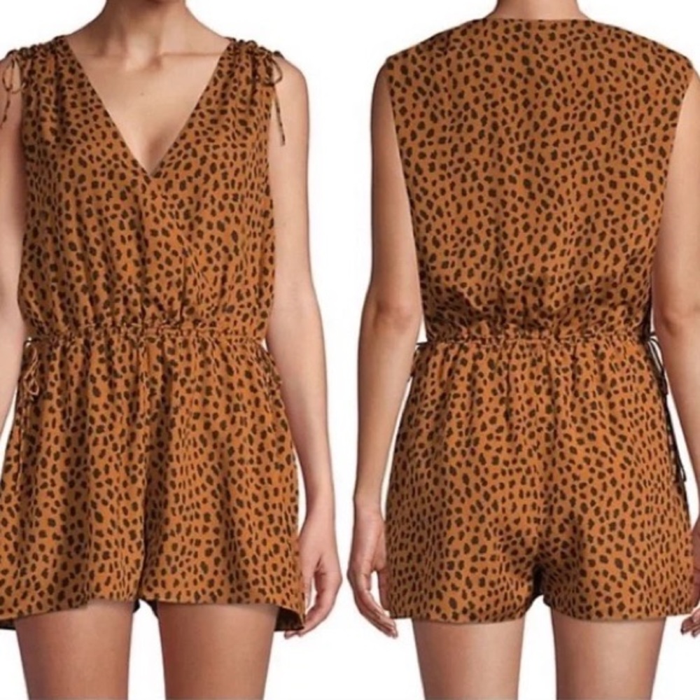 Joie Keona cheetah print drawstring waist short romper